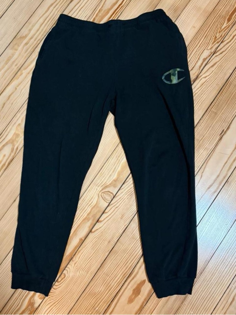 Champion Kids Black Sweatpants with Camo Logo